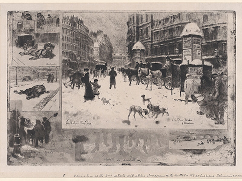 [Translate to Französisch:] Winter in Paris, or Snow in Paris, 1879, Félix-Hilaire Buhot (French, Valognes 1847–1898 Paris)